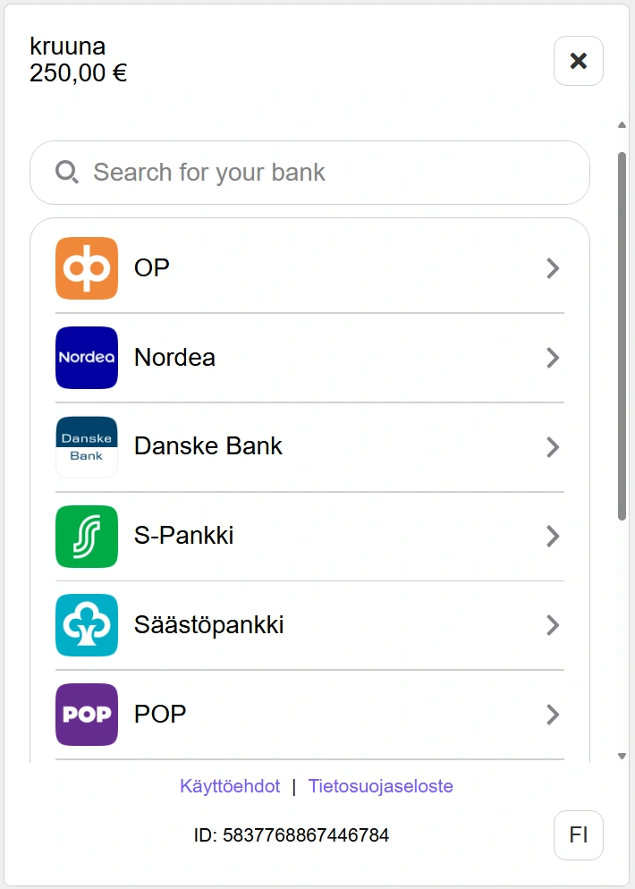 Kruuna Casinon maksutavat