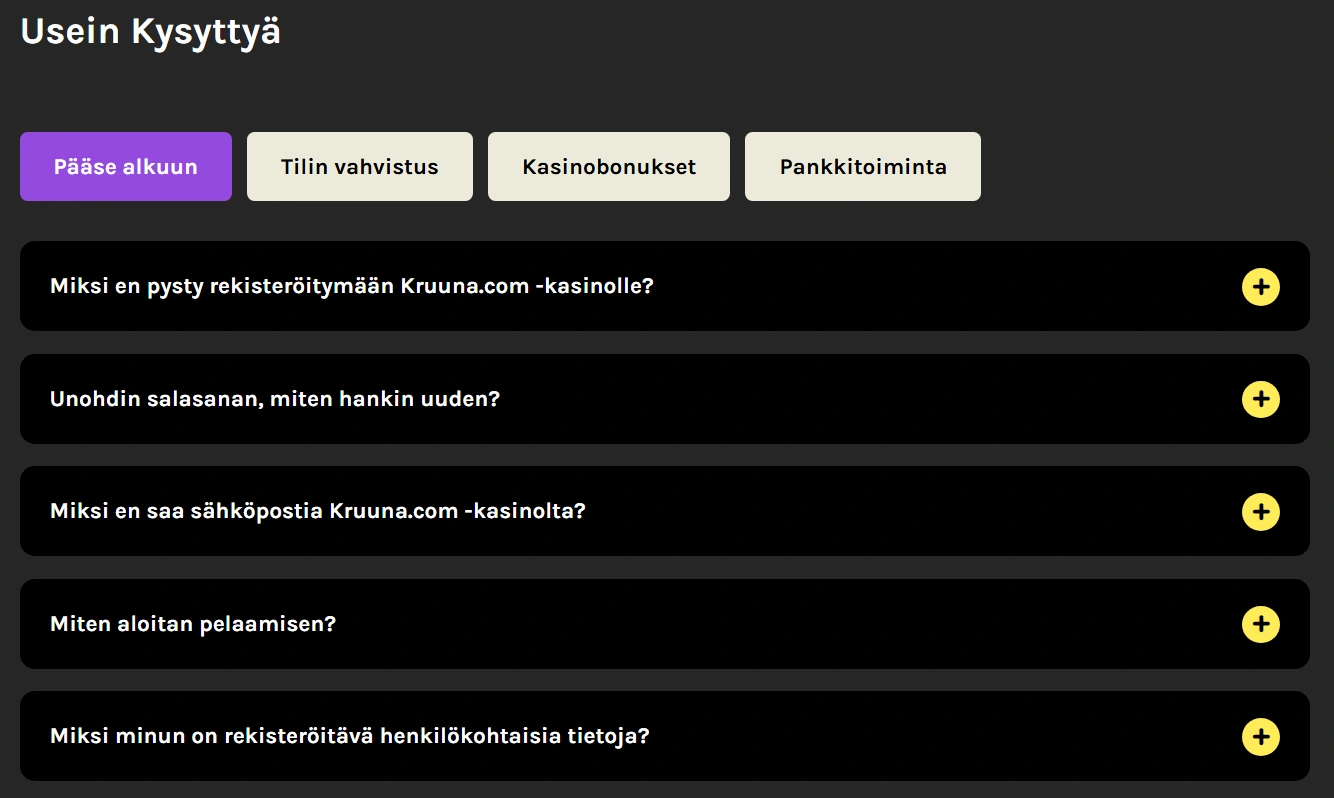 Asiakaspalvelu Kruuna Casinolla